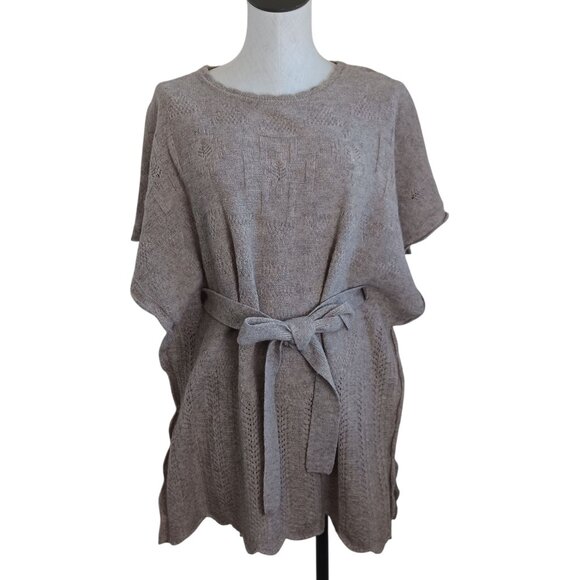 Pendleton Sweaters - Pendleton Wool Sweater Poncho Tunic with Belt Mocha Virgin Wool Womens Med Lrg